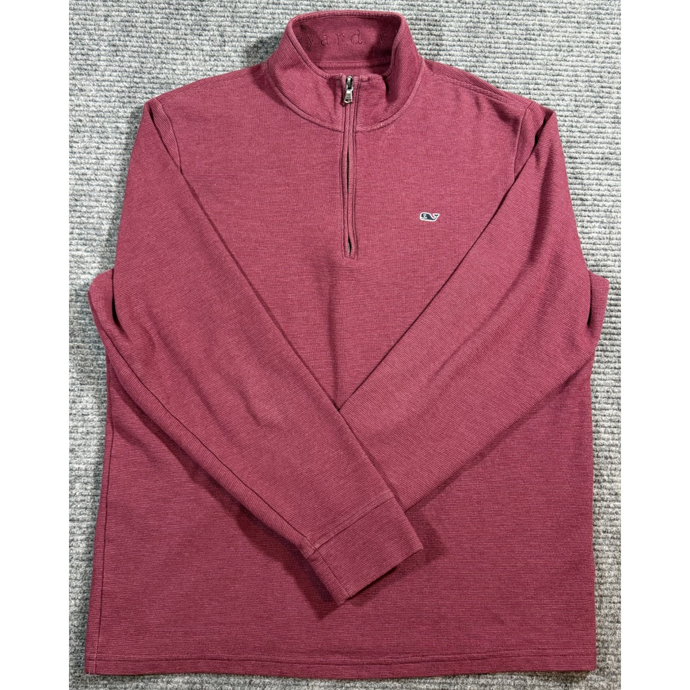 Vineyard Vines Men's Large 1/4 Zip Pullover Maroon Whale Logo Embroidered